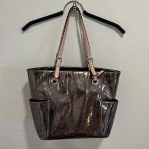 Michael Kors Metallic Vinyl Large Tote Bag Purse